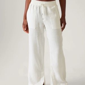 ATHLETA Retreat Wide Leg Linen Pant - Size 12 in White